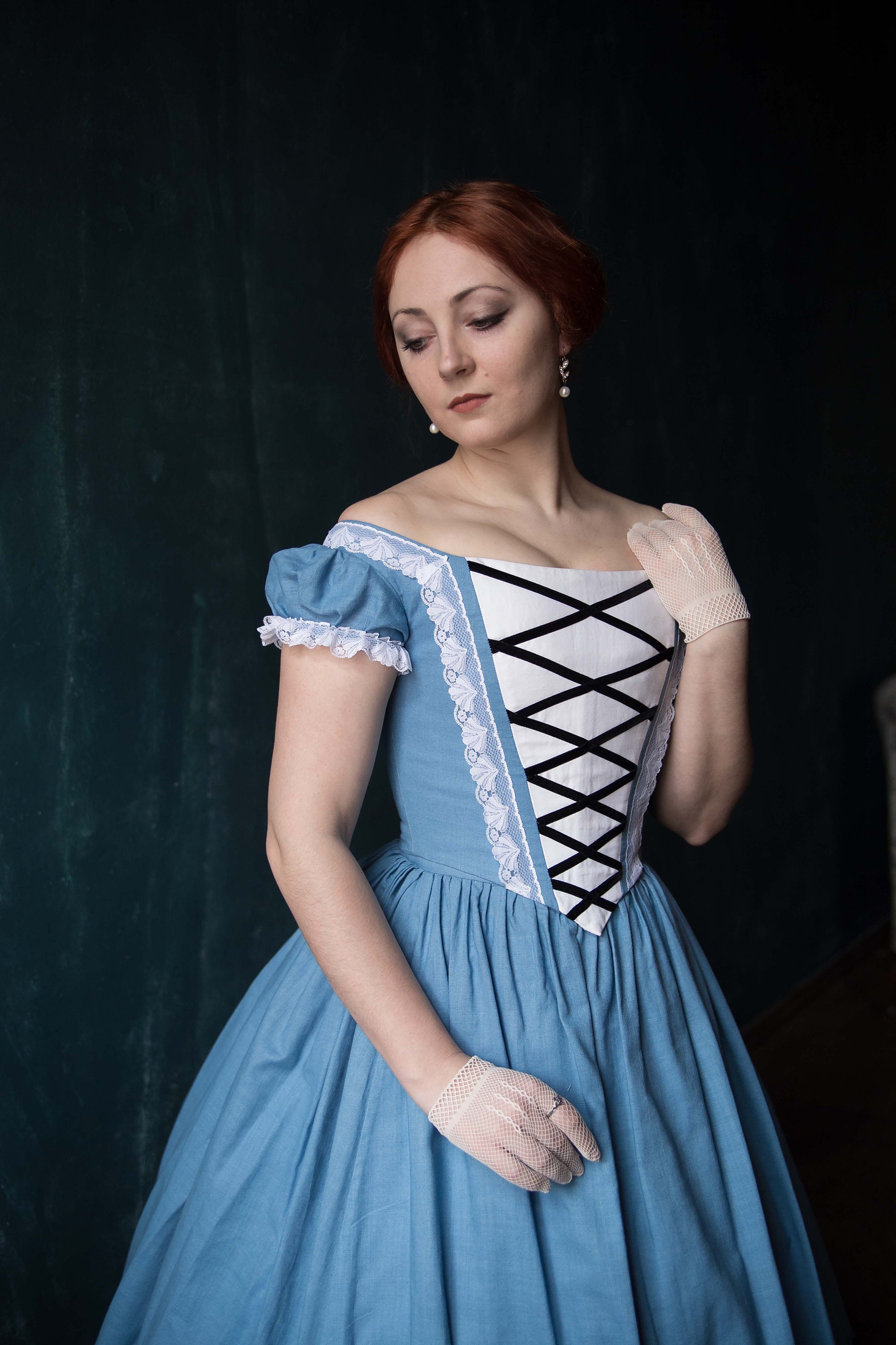 Blue Cotton Gone With the Wind Dress, Linen Hungarian 1860s Gown - Etsy  Finland