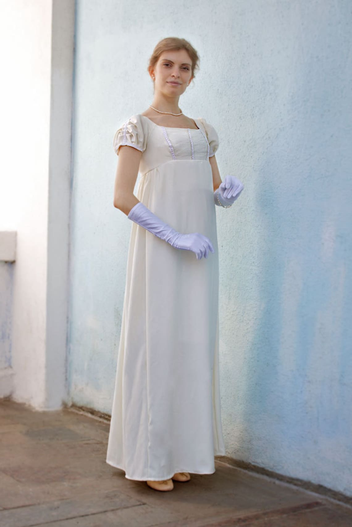 Regency Dress White High Waistline Gown Napoleonic Fashion Etsy UK