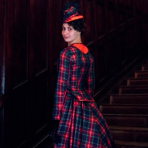 Victorian Walking Dress, Bustle Era Plaid Costume, 1880s Day Dress image 5