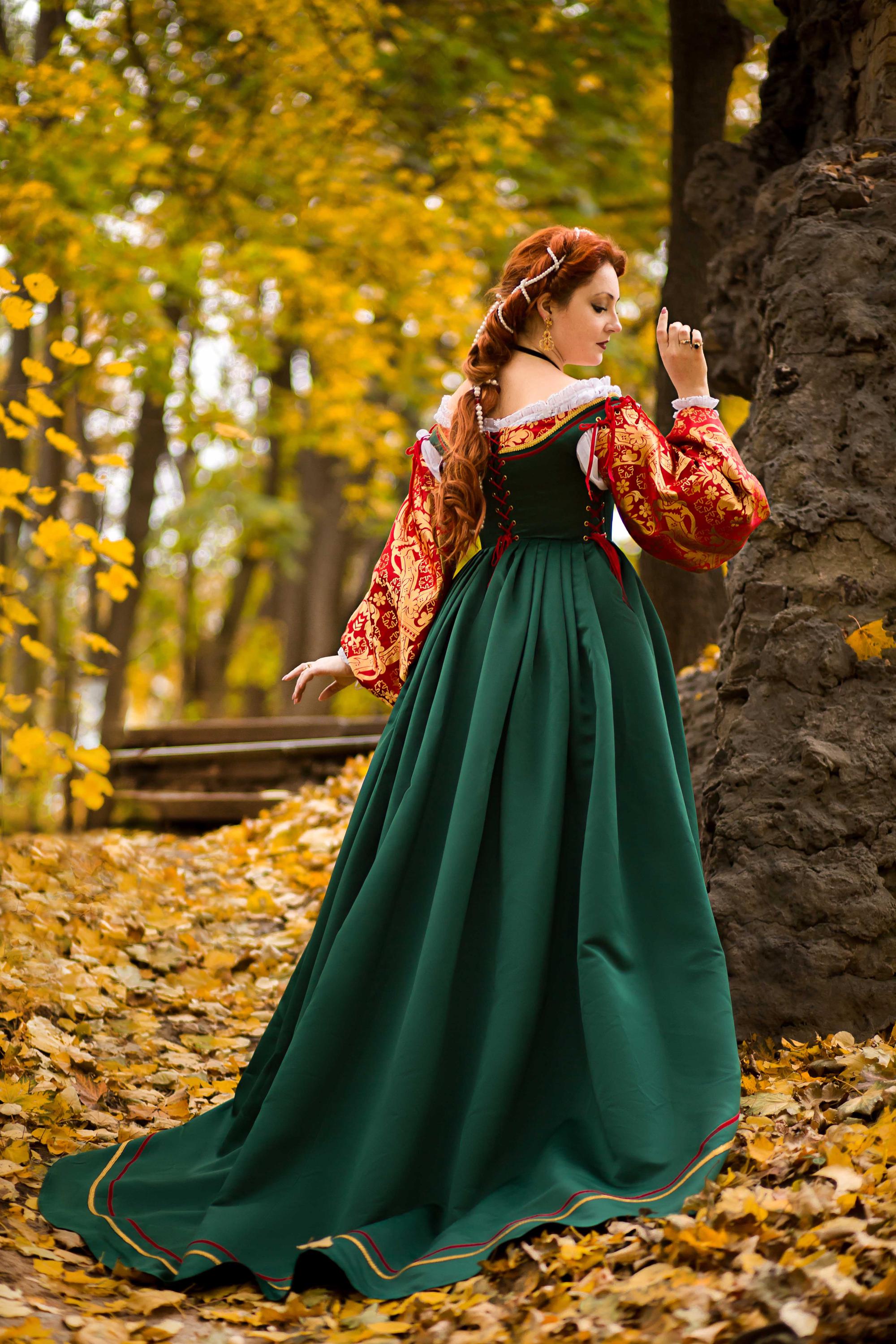 fitted lace wedding dress Tuscan Red & Green Hydrangea Floral Dress – Elise Design main image 1
