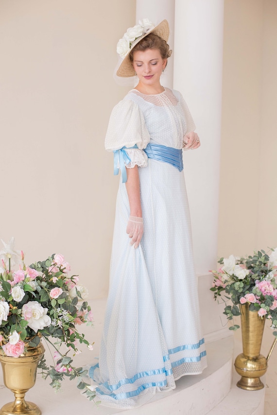 Creamy Blue Edwardian Tea Gown 1900s Walking Gown - Etsy Singapore