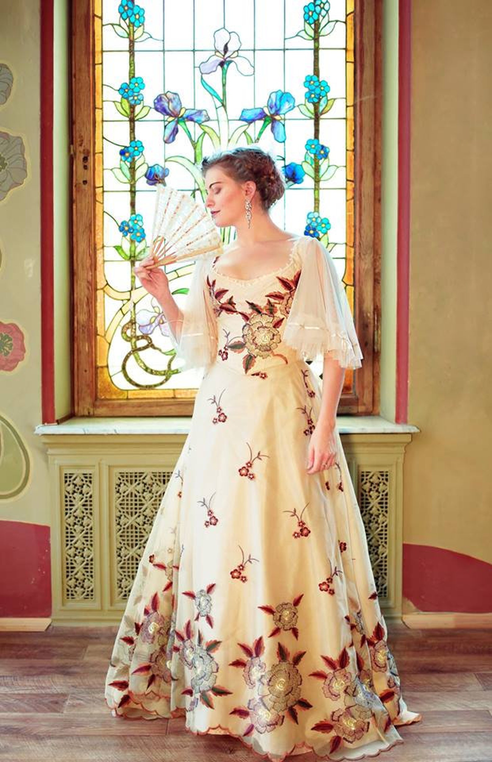 1900s Custom Dress Gilded Age Flowery Ball Gown Etsy