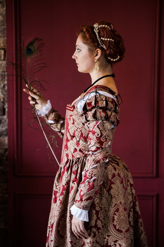 Red and Gold Renaissance Dress, One of A Kind 1550S Renaissance Gown
