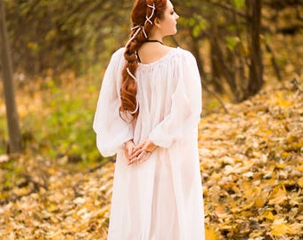Renaissance Transparent Chemise, 1500s Historical Shirt, Big Sleeves Renaissance Gown