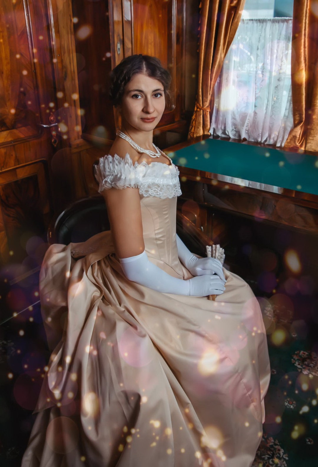 Victorian off White Wedding Dress, 1880s Bustle Milk White Gown ...