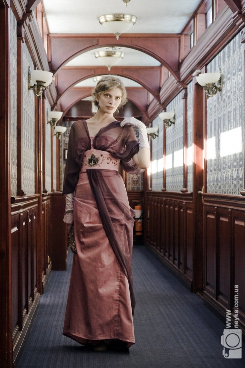Edwardian Misty Rose Dress Downtown Abbey 1910s Gown Etsy