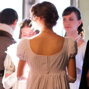 Regency dress, Jane Austen ballwear, White cotton high waistline