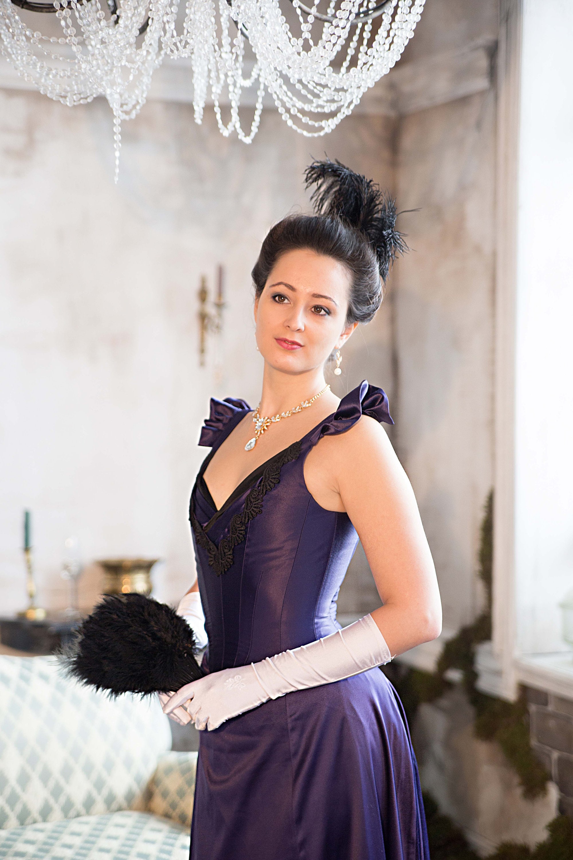 dark purple victorian dress Purple 1890s Dress, Gothic Victorian Gown, Violet Belle Epoque Ballgown