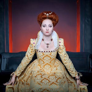 Elizabethan Yellow Dress, Elizabeth I Renaissance Gown, English Tudor Gown