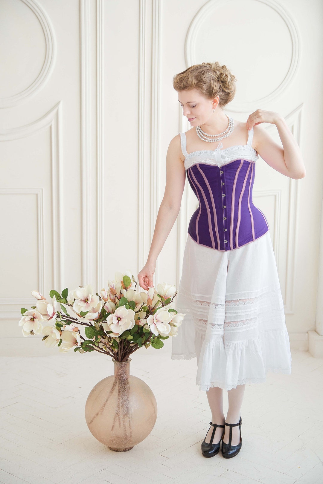 Purple Victorian Corset Mesh Dress