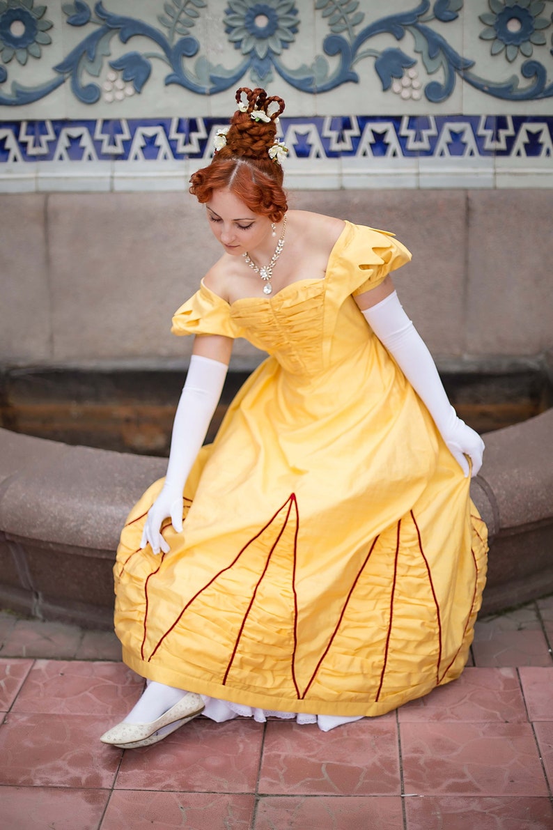 Yellow Biedermeier Dress, 1820s Silk Ball Gown image 1