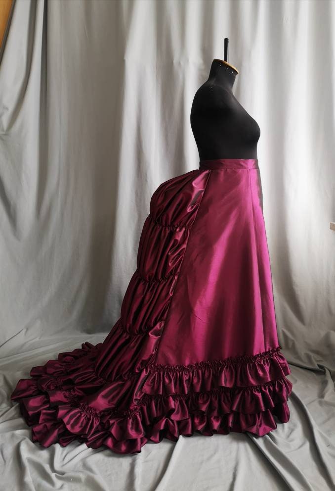 Victorian Burgundy Skirt 1880s Taffeta Petticoat Bustle - Etsy