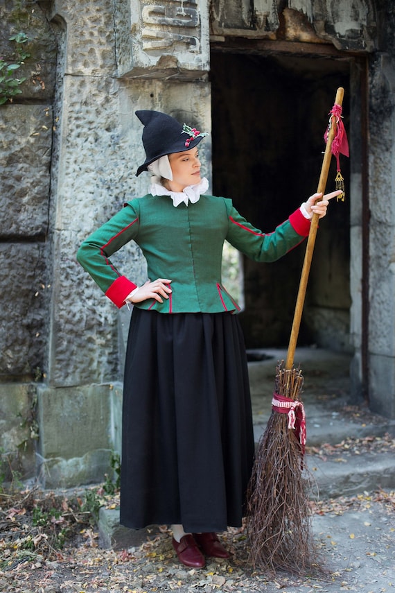 Elizabethan Green Linen Jacket 1600s Witch Costume Etsy