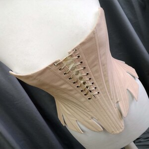 Powder Rococo Stays, Nude Rococo Corset, 1790s Cotton Stays Front