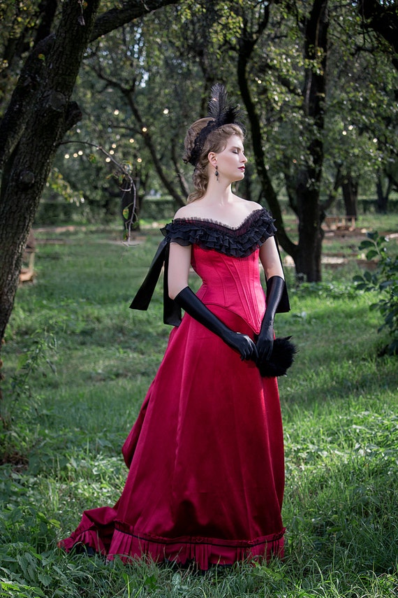 Berry Red Victorian Gown Victorian Halloween Dress 1880s - Etsy