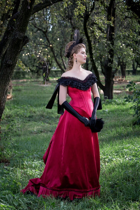 red victorian dress