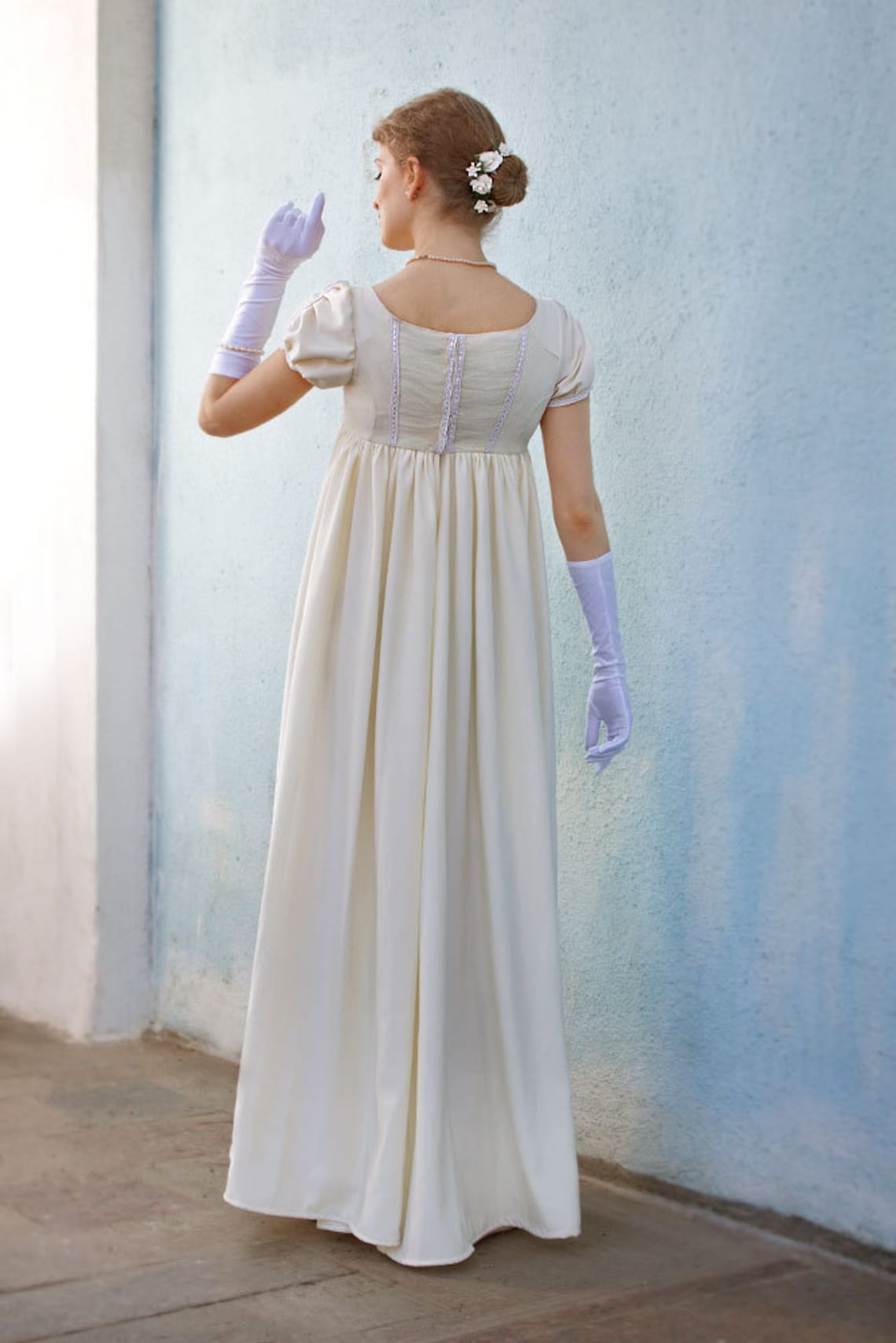 Regency Dress White High Waistline Gown Napoleonic Fashion Etsy