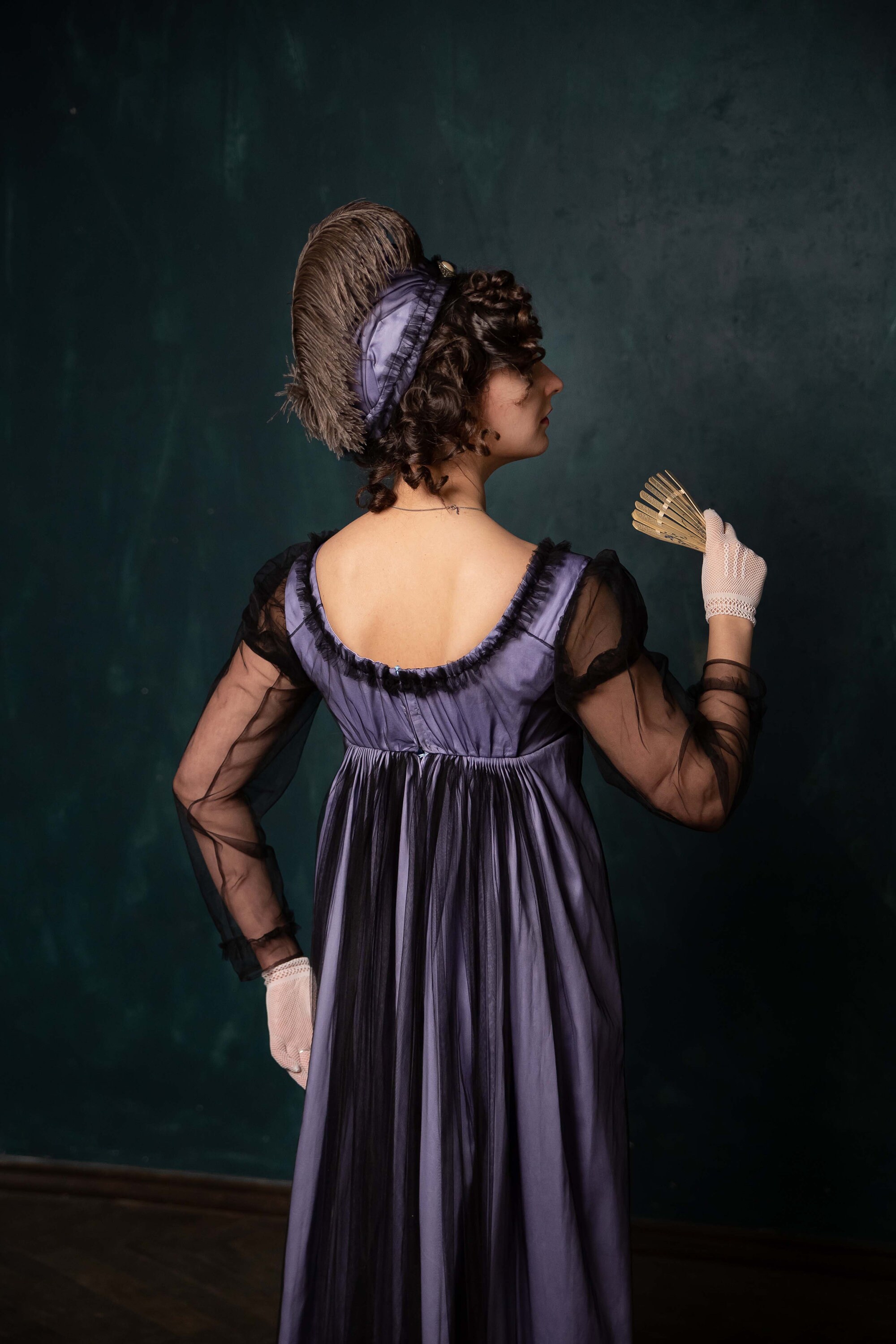 Late Regency Violet and Black Dress Purple Regency Mourning Gown