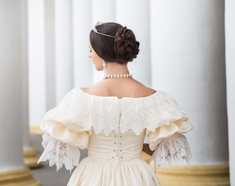 Young Victoria Wedding Dress, 1840s Wedding Gown