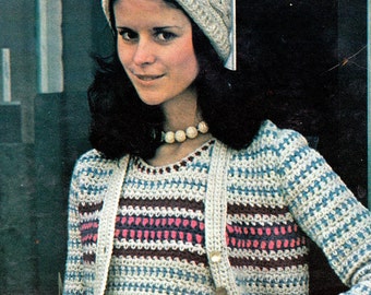 PDF Sweater Twins Crochet Pattern Cardigan & Vest Instant Download Sizes SML