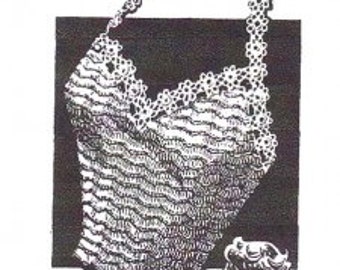 Crochet Halter Pattern Top Summer Top Blouse Flower Medallion Edge Pattern Rockabilly Style PDF Instant Download