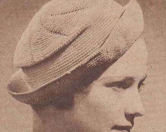 Crochet Sailor Hat Pattern Crocheted Cap Vintage Tam Beanie PDF