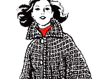 Crochet Poncho Pattern Crocheted Cape Pattern Worked from Neck Down Sizes 8,10,12,14 Instant Download PDF