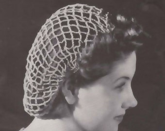 Crochet Snood Pattern Beach Net Fishnet Crochet Snood Hairnet Cap Hat Pattern Instant Download