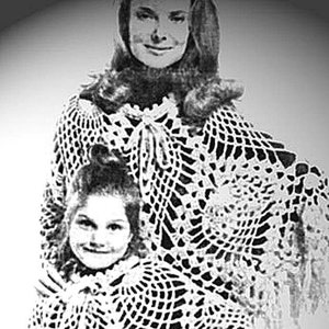 Crochet Poncho Pattern Pineapple Stitch Mother & Daughter Fits Women 10-18 Child Size 6-10 PDF Pattern Instant Download