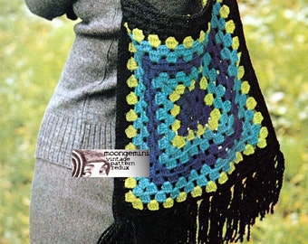 Crochet Purse Bag Giant Granny Square Handbag Tote 60s Vintage Pattern PDF