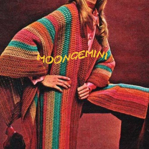 Crochet Poncho Cape Boho Ruana Serape Shawl Vintage Crochet Pattern Instant Download