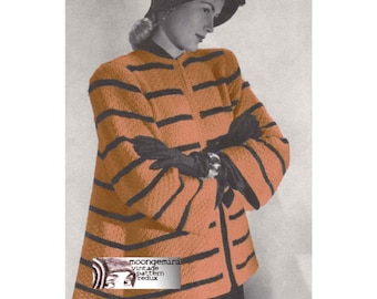 Knit Coat Hialeah Knit Swing Coat Vintage Knitting Pattern PDF Digital Download Sweater Cardigan