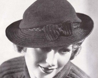 Crochet Hat Pattern Brimmed Sport Hat Crocheted to Fit Any Size Head Cap Beret Tam  Instant Download
