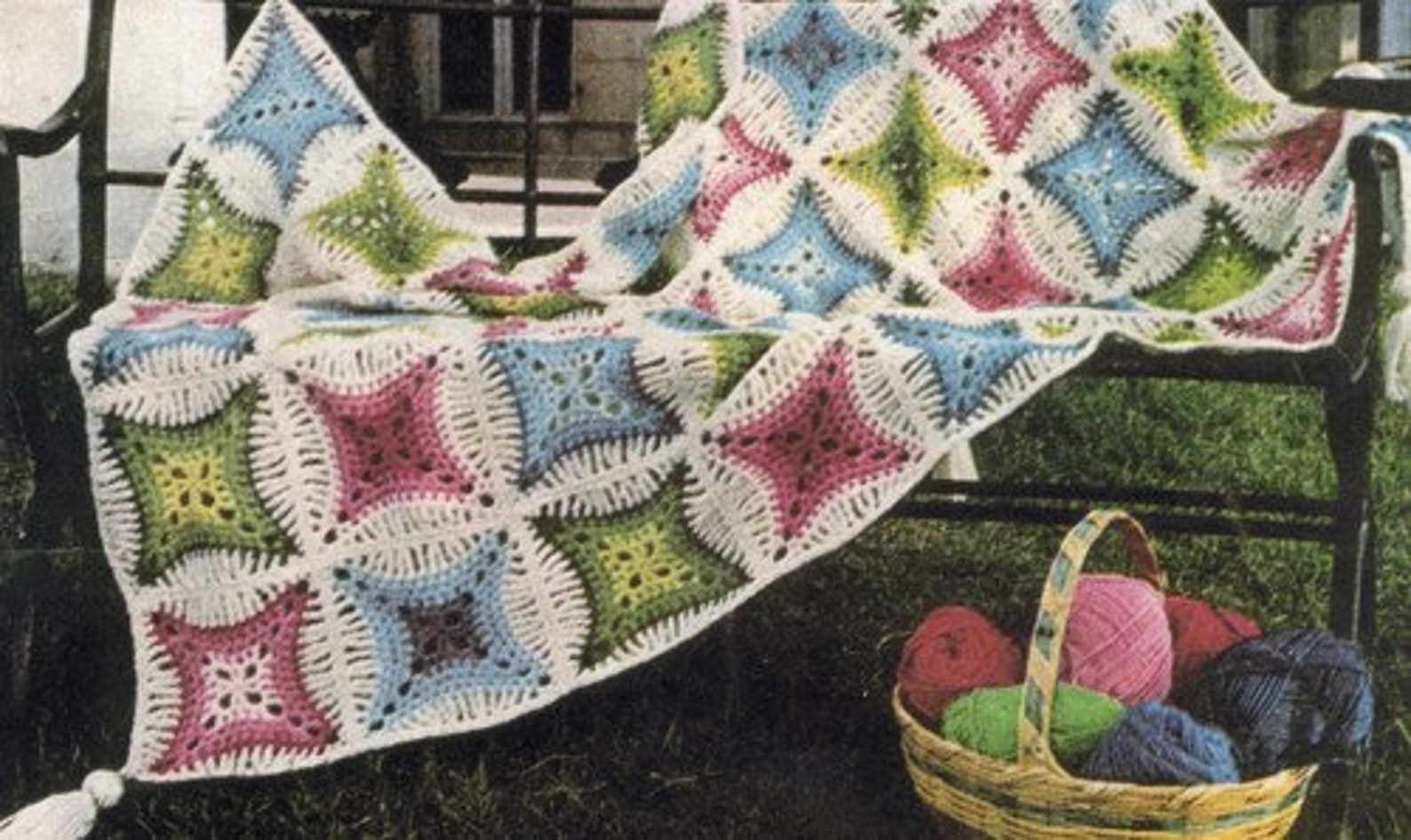 Crochet Afghan Cathedral Window Blanket Pattern PDF Iinstant Etsy