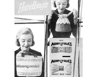 Crochet Purse Pattern Vintage Crochet Pattern Two Handbag Patterns Crocheted Ripple Tote PDF