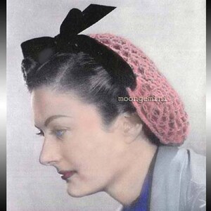Crochet Snood Pattern Love Knot Hairnet Hair Net Hat Vintage Crochet PDF Pattern