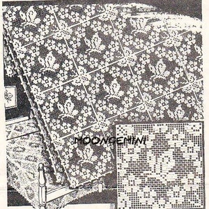 Filet Crochet Pattern Butterfly Square Motif Vintage Pattern for Doilies Bedspreads Tablecloths