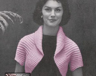 Knit Shrug Simple Bolero PDF Instant Download Vintage Knitting Pattern