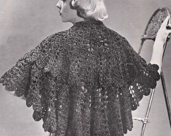 Crochet Shawl Lacy Shell Stitch Shawl Vintage Crochet Pattern PDF Instant Download