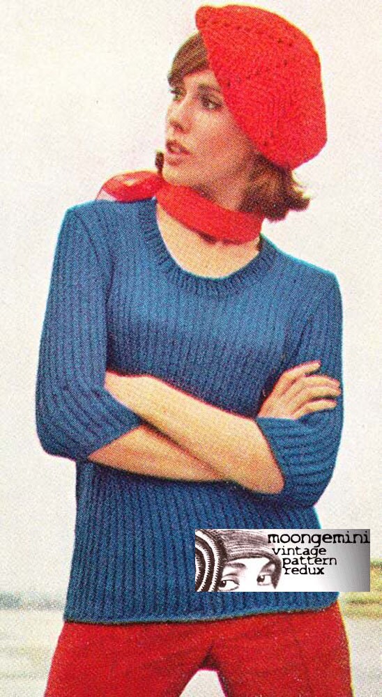 Knit Sweater Pattern Vintage Knitting 60s The Paris Poorboy Etsy