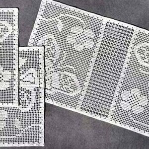 Filet Crochet Butterflies in the Garden Chair Set Pattern Doilies Instant Download