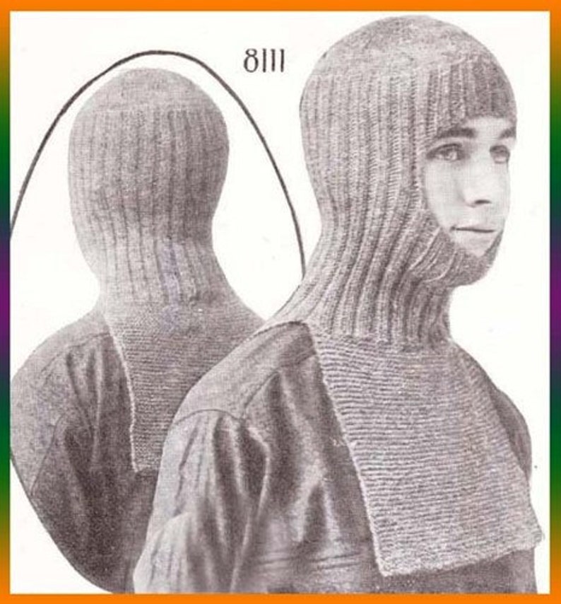 Knit Helmet in One Piece Knitting Pattern Ski Hood Hat PDF Etsy
