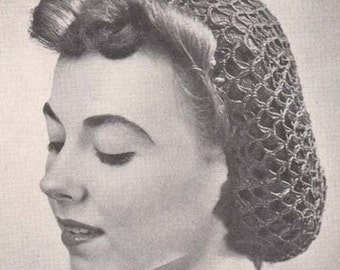 Modèle de tour de cou au crochet résille pour cheveux résille chapeau résille vintage au crochet modèle PDF téléchargement immédiat