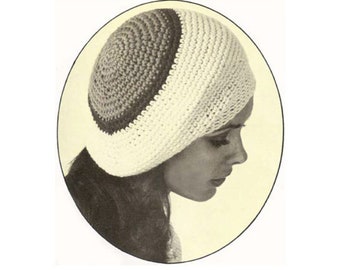 Crochet Hat Pattern Slouchy Beret Tam Hat Cap Beanie Beret PDF Instant Download Easy Single Crochet Size K Hook