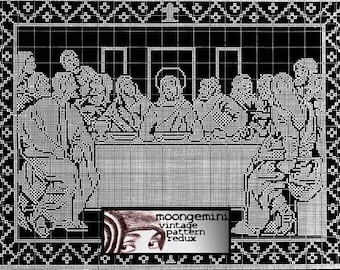 Filet Crochet The Last Supper Vintage Pattern PDF Instant Download