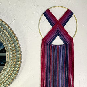 Intertwined Macrame Wall Hanging | Maroon Navy and Purple Wall Hanging