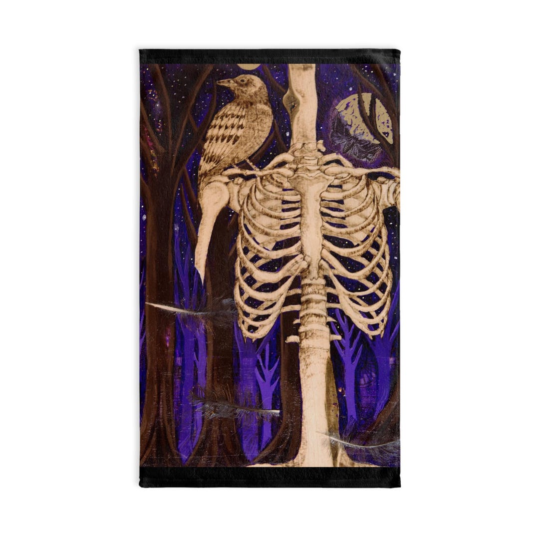 Raven Rib Raven & Rib Cage Hand Towel: Dark Forest Gothic Decor - Etsy