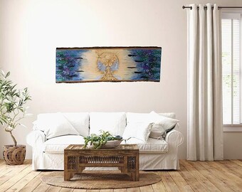 Pintura original de Mujer Dualidad: técnica mixta en madera (66 x 32 cm)