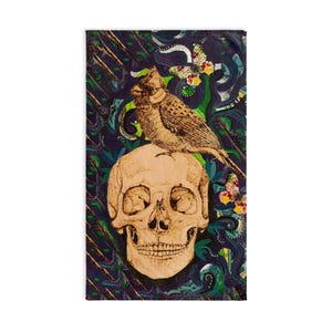 Gothic Hand Towel, Skull And Cardinal Soft Towel, Halloween Bathroom Gift