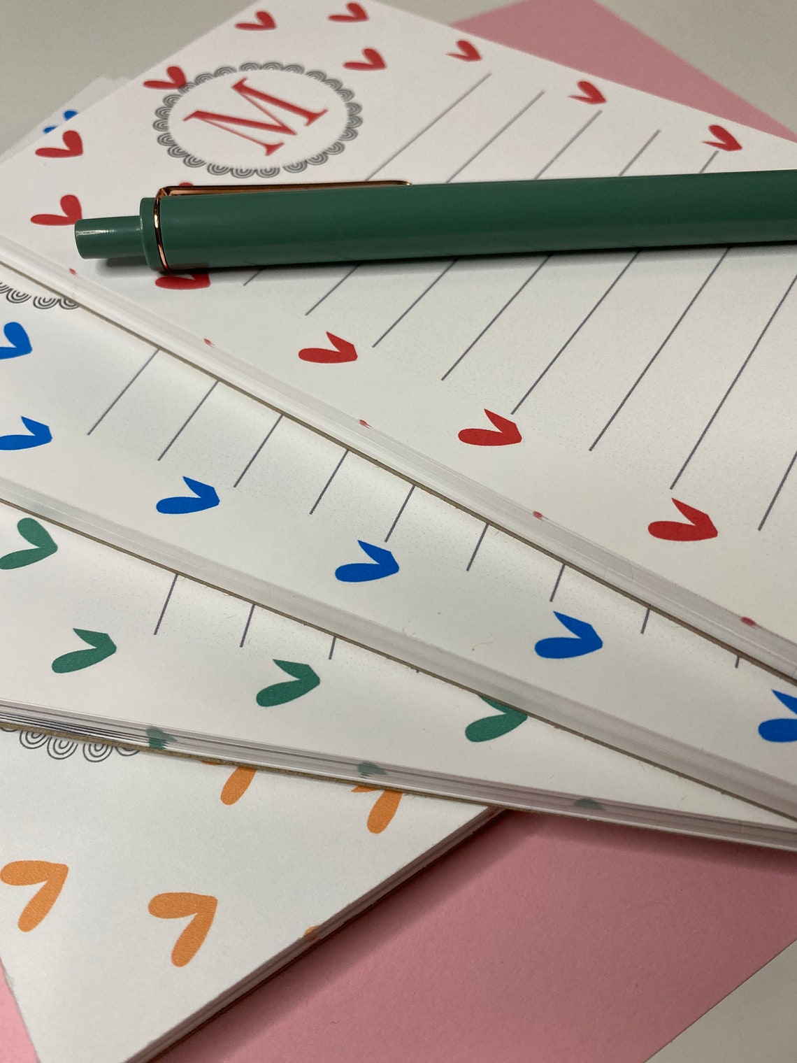 Personalized Heart Notepad Stationary 5x7 Monogram Notepad Etsy